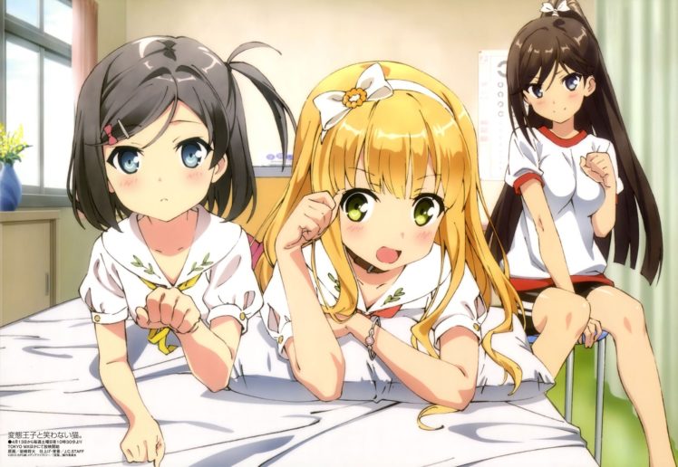 anime, Anime girls, Hentai Ouji to Warawanai Neko, Tsutsukakushi Tsukiko, Tsutsukakushi Tsukushi, Azuki Azusa HD Wallpaper Desktop Background
