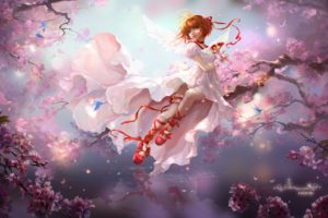 dress, Trees, Staff, Flowers, Card Captor Sakura