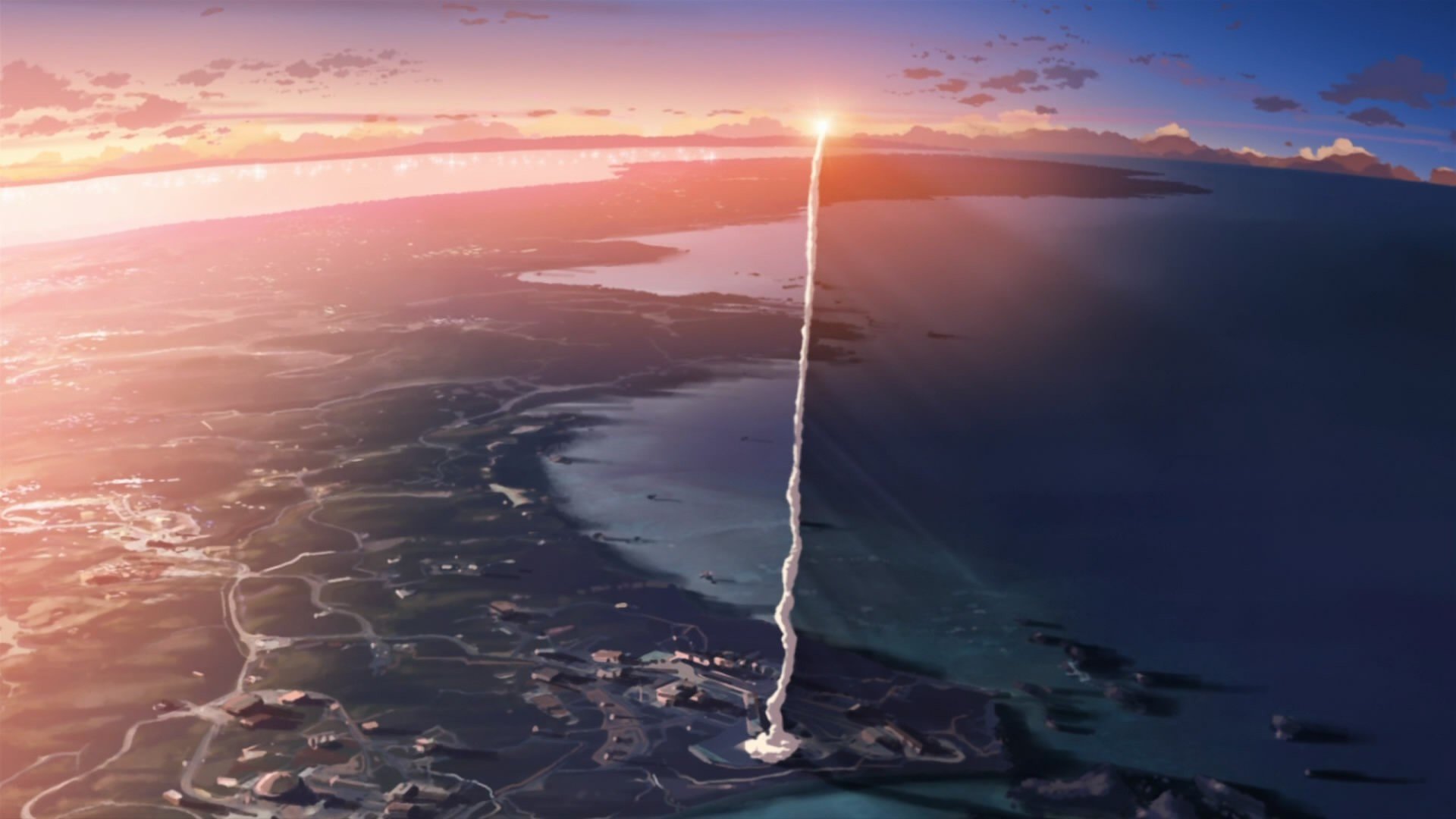 5 Centimeters Per Second, Contrails, Makoto Shinkai, Aerial view Wallpaper