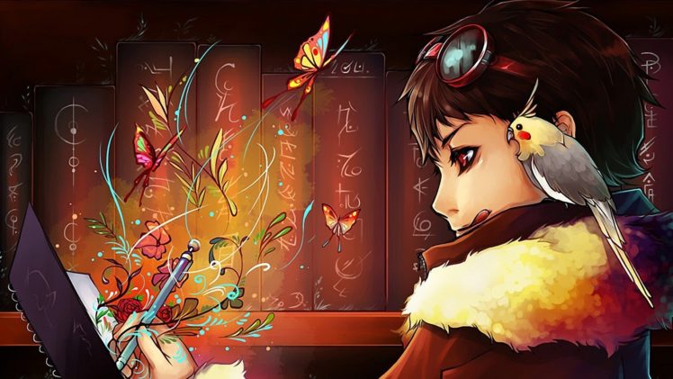 anime girls, Goggles, Birds HD Wallpaper Desktop Background