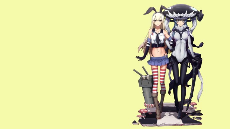 video games, Anime girls, Minimalism, Stockings, Wo Class, Shimakaze (Kancolle) HD Wallpaper Desktop Background