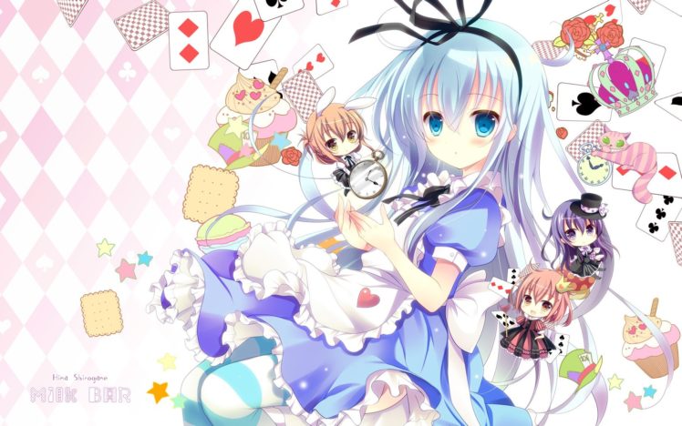 Kantai Collection, Chibi, Long hair, Anime girls, Hibiki (KanColle), Animal ears, Loli, Akatsuki (KanColle), Inazuma (KanColle), Alice in Wonderland HD Wallpaper Desktop Background