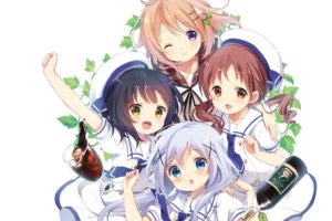 Gochuumon wa Usagi Desu ka?, Anime girls, Kafuu Chino, Hoto Kokoa, Natsu Megumi