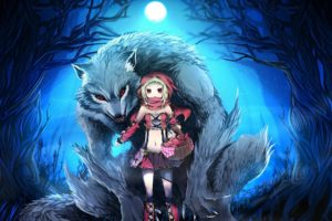 anime girls, Anime, Werewolves, Little Red Riding Hood