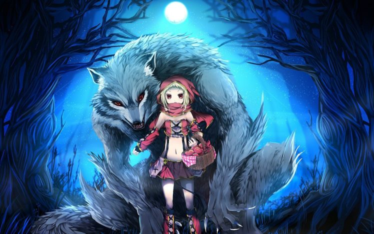 anime girls, Anime, Werewolves, Little Red Riding Hood HD Wallpaper Desktop Background