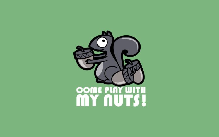 minimalistic, Text, Quotes, Funny, Squirrels, Nuts, Simple, Background, Green, Background HD Wallpaper Desktop Background