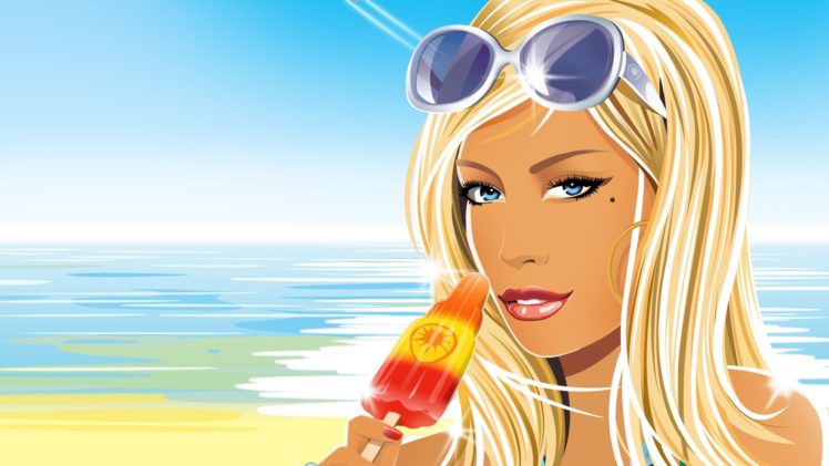women, Hed, Kandi, Cartoonish, Beaches HD Wallpaper Desktop Background