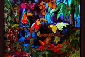stained, Glass, Art, Window, Tropical, Parrot, Color, Jungle, Forest