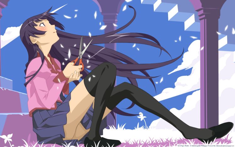 anime girls, Senjougahara Hitagi, Monogatari Series HD Wallpaper Desktop Background