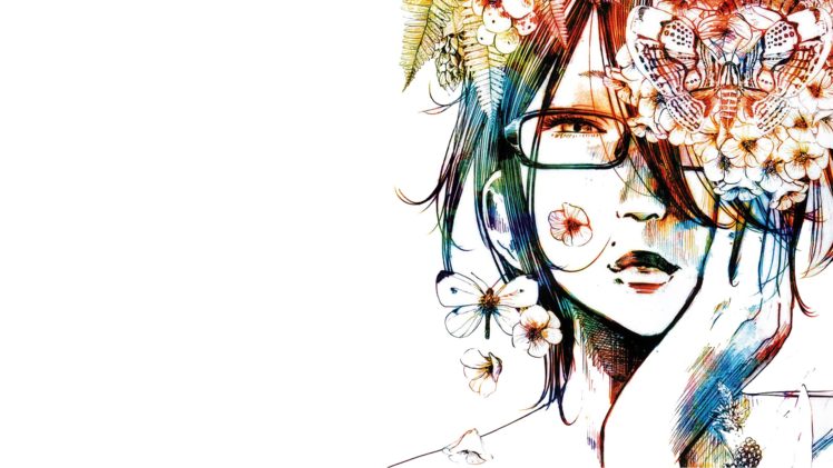anime girls, Manga, Oyasumi Punpun, Colorful, Glasses, Artwork HD Wallpaper Desktop Background