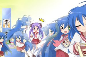 anime girls, Lucky Star, Hiiragi Kagami, Long hair, Izumi Konata