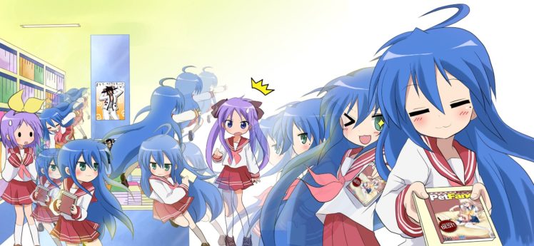 anime girls, Lucky Star, Hiiragi Kagami, Long hair, Izumi Konata HD Wallpaper Desktop Background