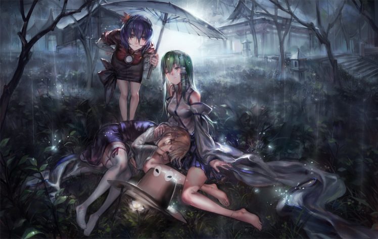 artwork, Anime girls, Touhou, Umbrella HD Wallpaper Desktop Background
