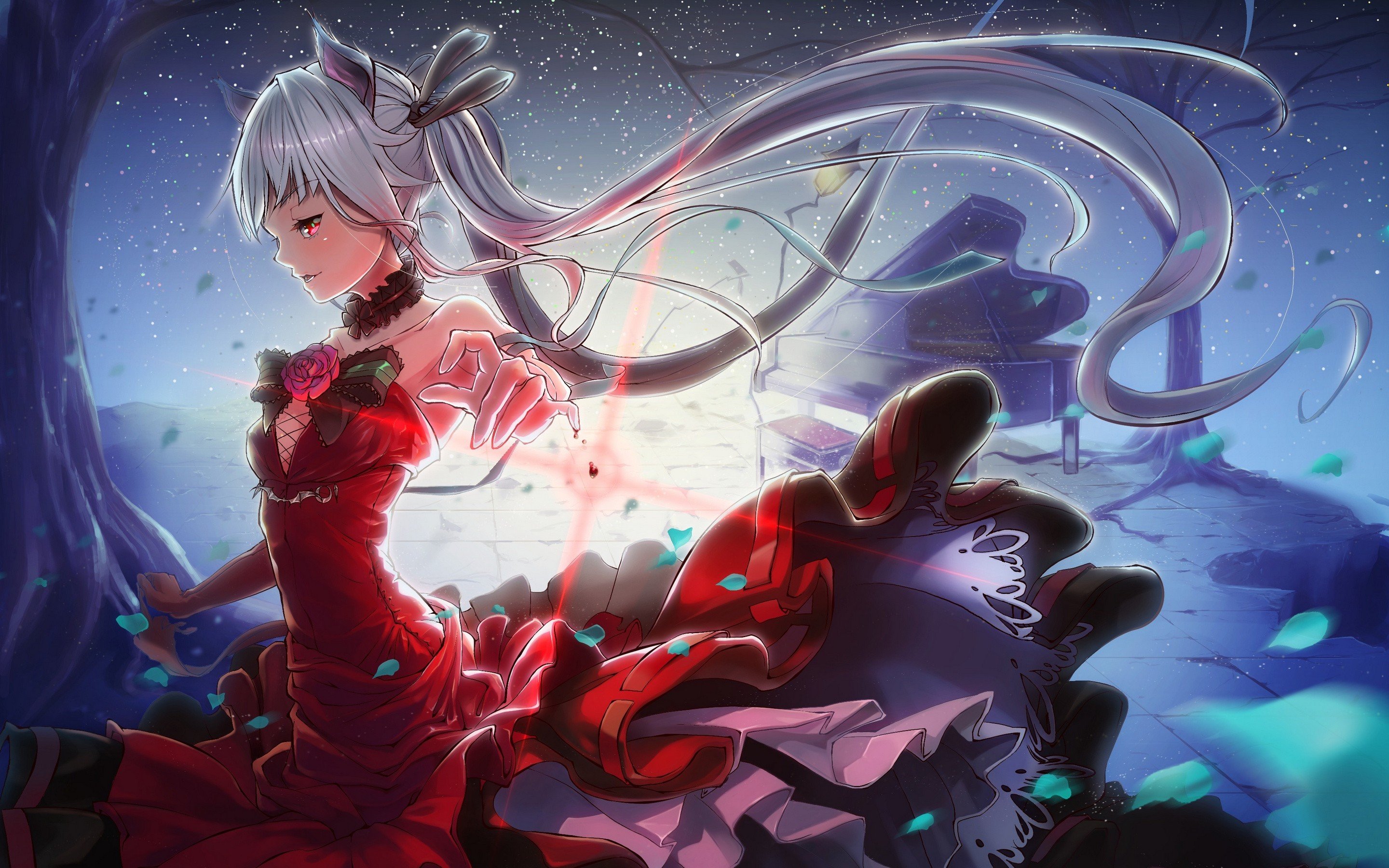 anime girls, Red dress Wallpaper