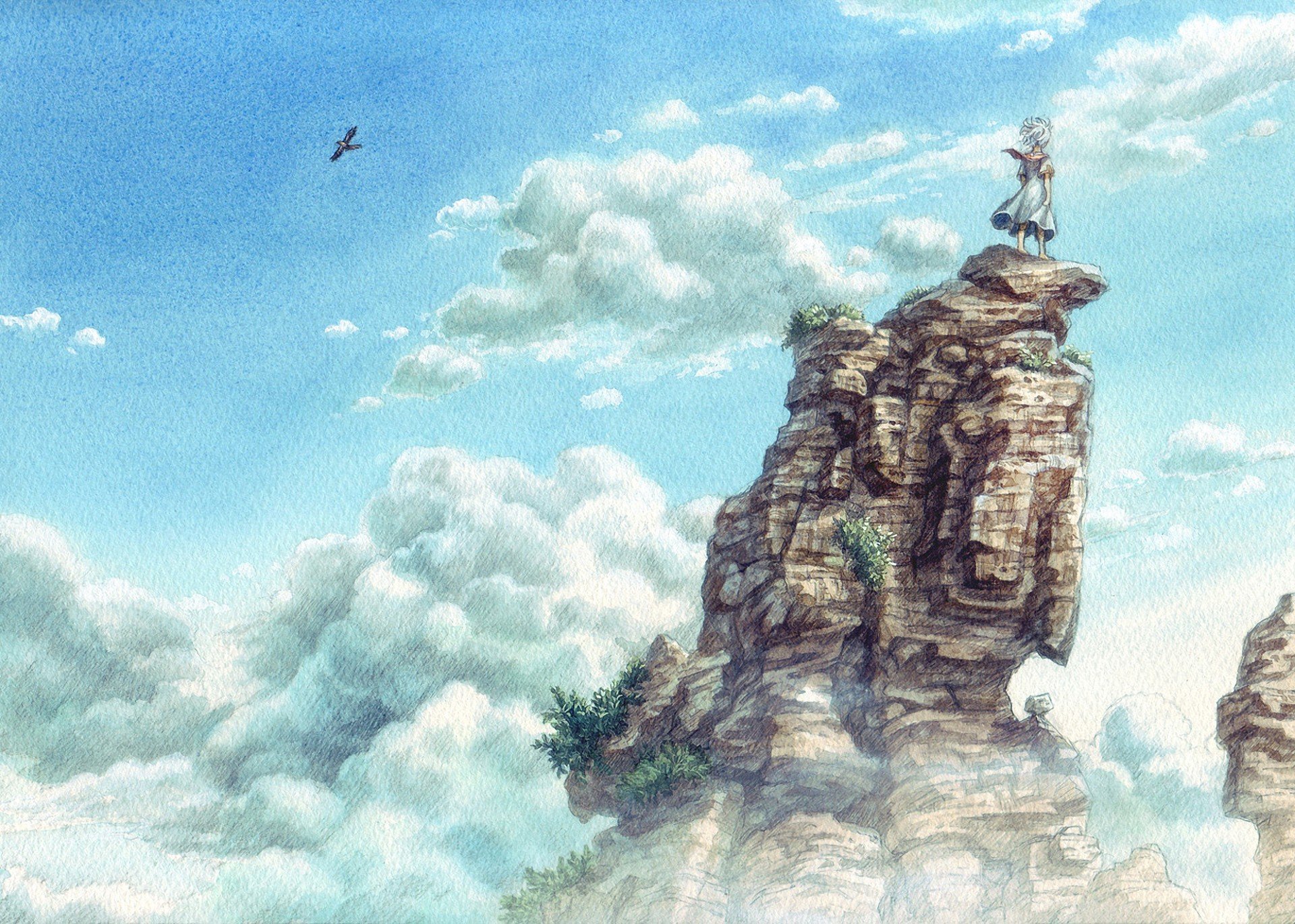 fantasy art, Clouds, Cliff Wallpaper