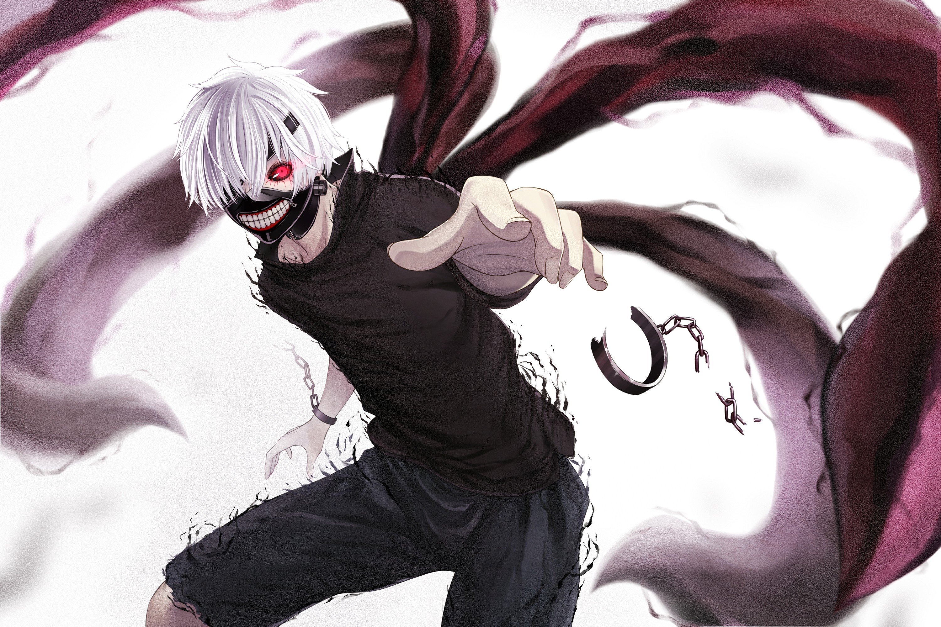 Tokyo Ghoul Kaneki Ken White Hair Red Eyes Mask Anime Boys Wallpapers Hd Desktop And Mobile Backgrounds Anime boys come in all sorts of different hair colors , each one with their own charm and set of cliches/tropes. tokyo ghoul kaneki ken white hair