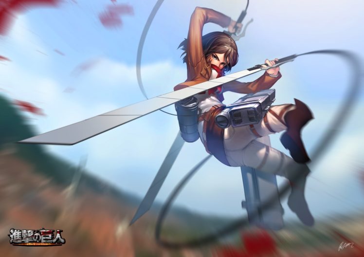 Shingeki no Kyojin, Anime, Anime girls, Mikasa Ackerman, Weapon HD Wallpaper Desktop Background
