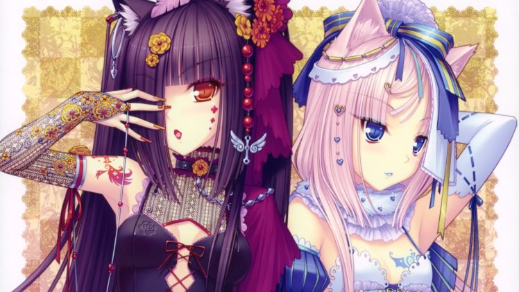 anime girls, Chocolat (Neko Para), Neko Para, Vanilla (Neko Para), Nekomimi HD Wallpaper Desktop Background