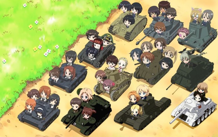 Girls und Panzer, Chibi HD Wallpaper Desktop Background