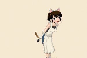 TAMACHI Yuki, Apron, Short hair, Short skirt, Dark hair, Manga, Anime girls, Twintails