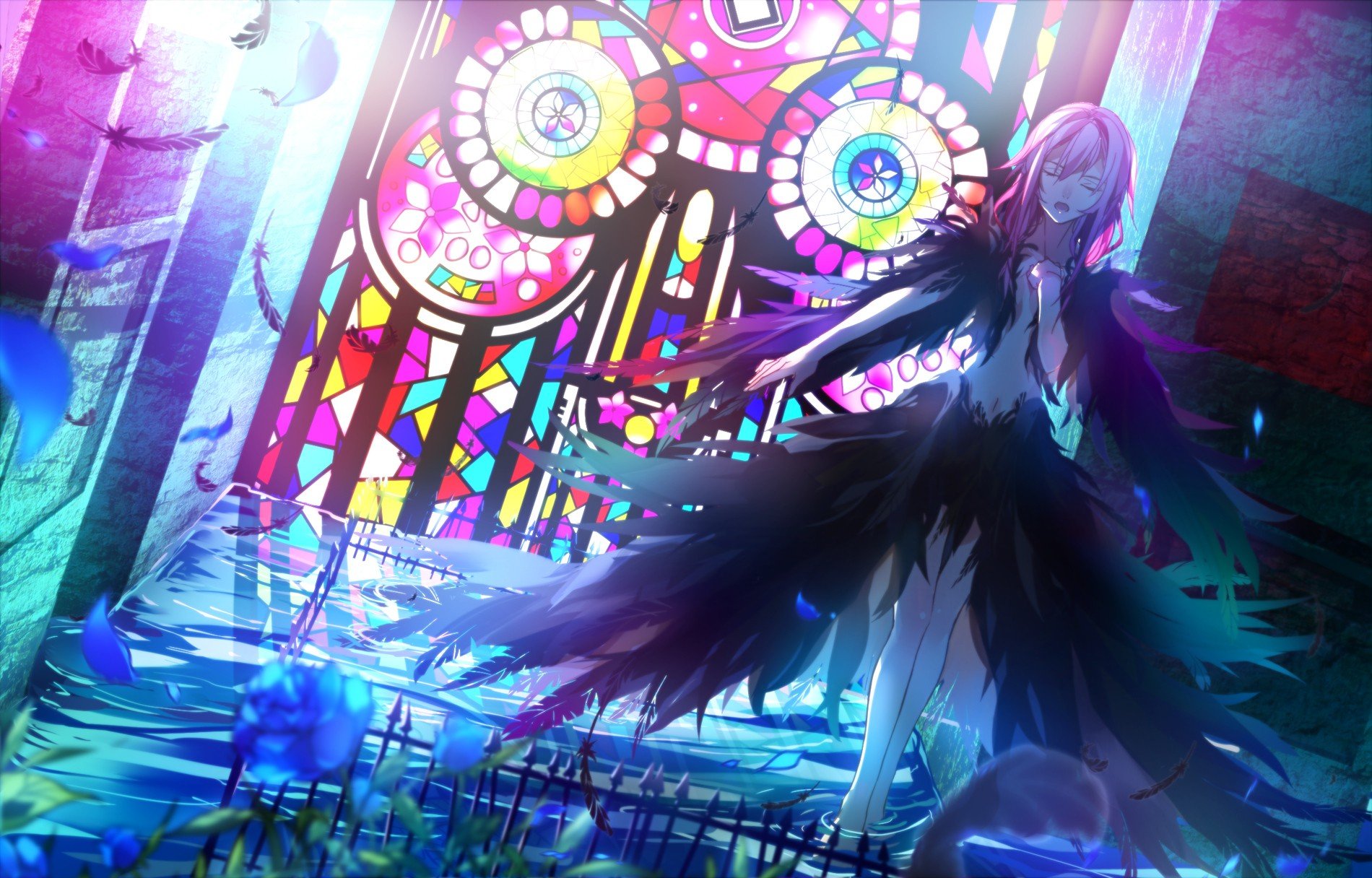 manga, Guilty Crown, Stained glass, Black, Anime, Yuzuriha Inori Wallpapers  HD / Desktop and Mobile Backgrounds
