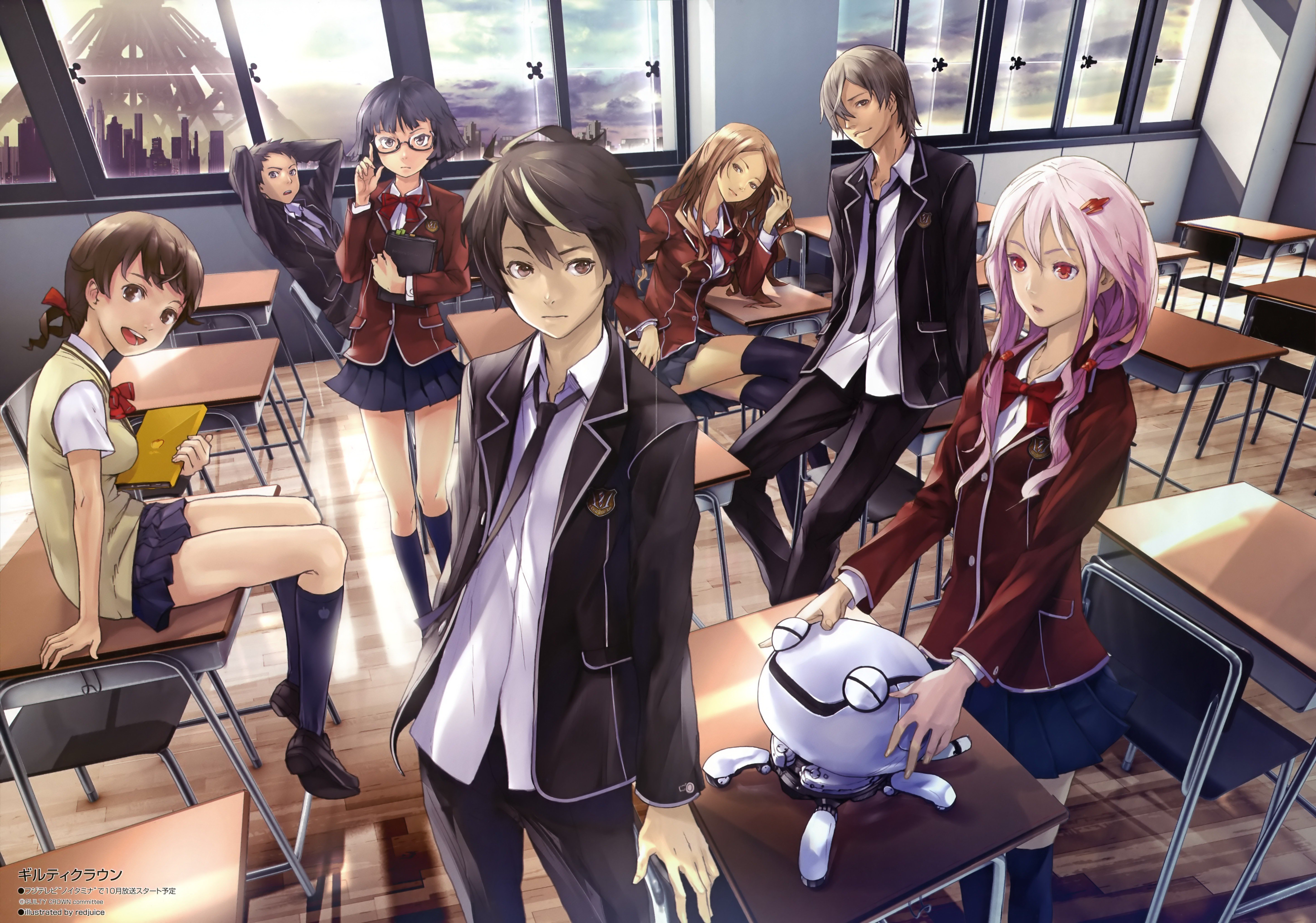 Anime Guilty Crown Anime Girls Yuzuriha Inori School Uniform Kuhouin Arisa Kusama Kanon Menjou Hare Ouma Shuu Samukawa Yahiro Tamadate Souta Manga Classroom Redjuice Wallpapers Hd Desktop And Mobile Backgrounds