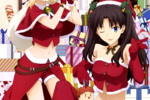 Fate Stay Night, Anime girls, Fate Series, Saber, Tohsaka Rin, Christmas