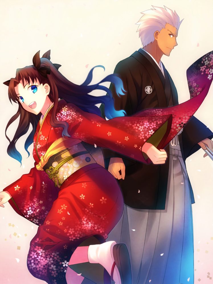 Fate Series, Tohsaka Rin, Archer (Fate Stay Night), Kimono, Traditional clothing, Japanese clothes HD Wallpaper Desktop Background