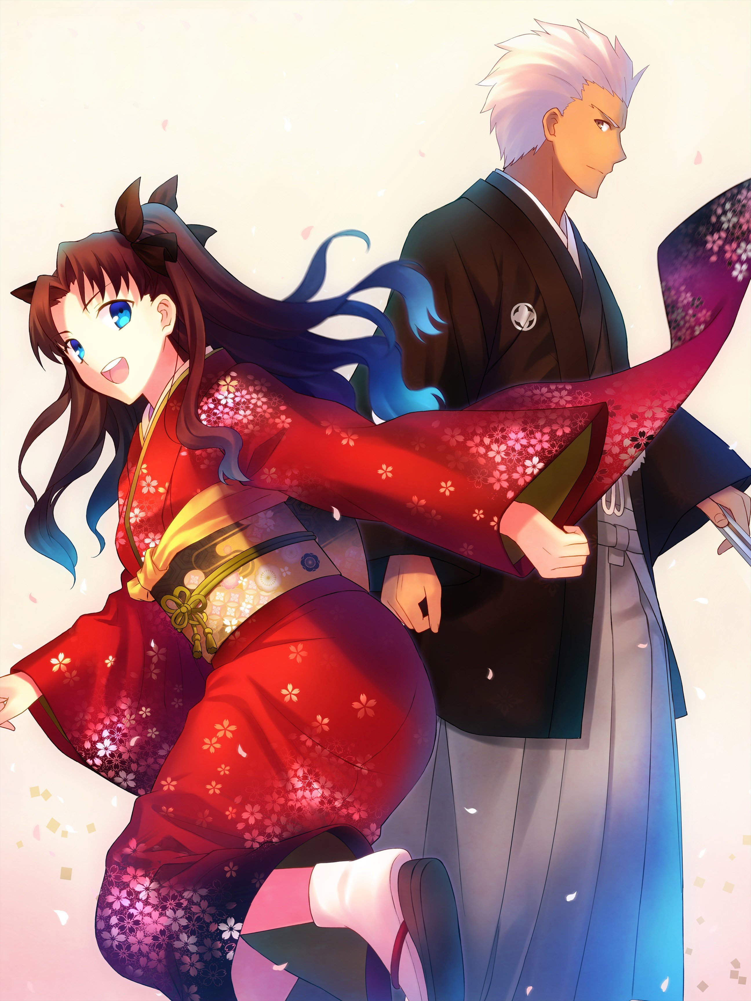 Fate Series, Tohsaka Rin, Archer (Fate Stay Night), Kimono, Traditional clothing, Japanese clothes Wallpaper