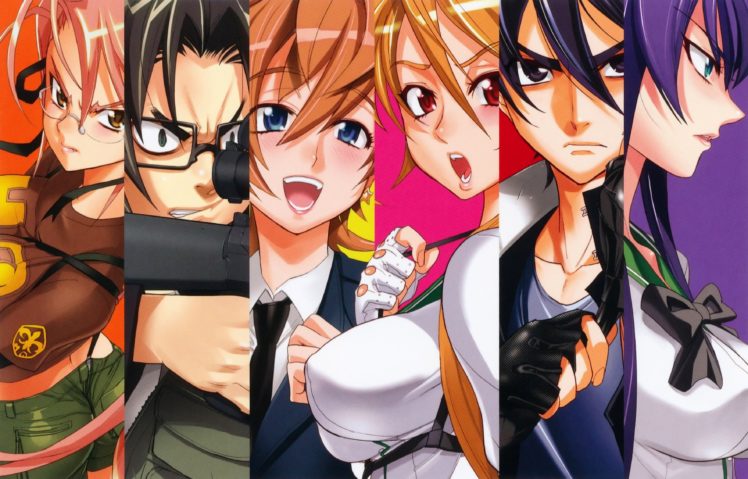 manga, Highschool of the Dead, Takagi Saya, Miyamoto Rei, Busujima Saeko, Kouta Hirano, Komuro Takashi HD Wallpaper Desktop Background