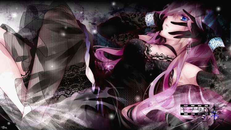Vocaloid, Megurine Luka, Black dress, Jewelry, Long hair, Gloves, Anime girls, Anime, Pink hair, Blue eyes HD Wallpaper Desktop Background