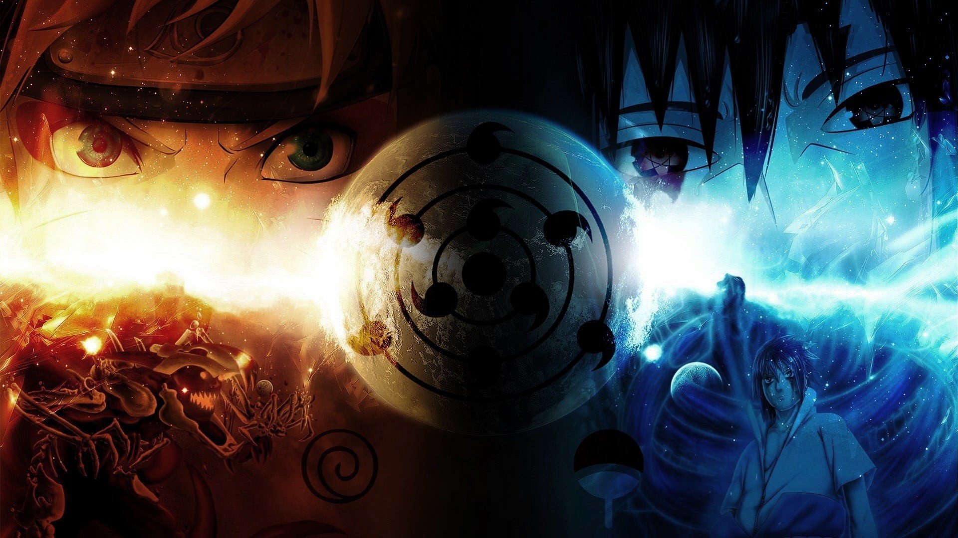 Naruto Shippuuden, Uzumaki Naruto, Uchiha Sasuke, Sharingan Wallpaper