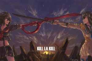 Kill la Kill, Anime girls, Sword, Kiryuin Satsuki, Matoi Ryuuko