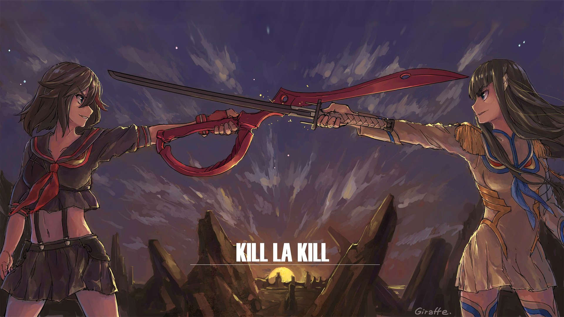 Kill la Kill, Anime girls, Sword, Kiryuin Satsuki, Matoi Ryuuko Wallpaper