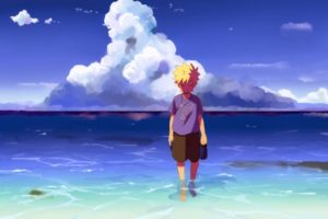 Uzumaki Naruto, Sea, Anime boys, Clouds