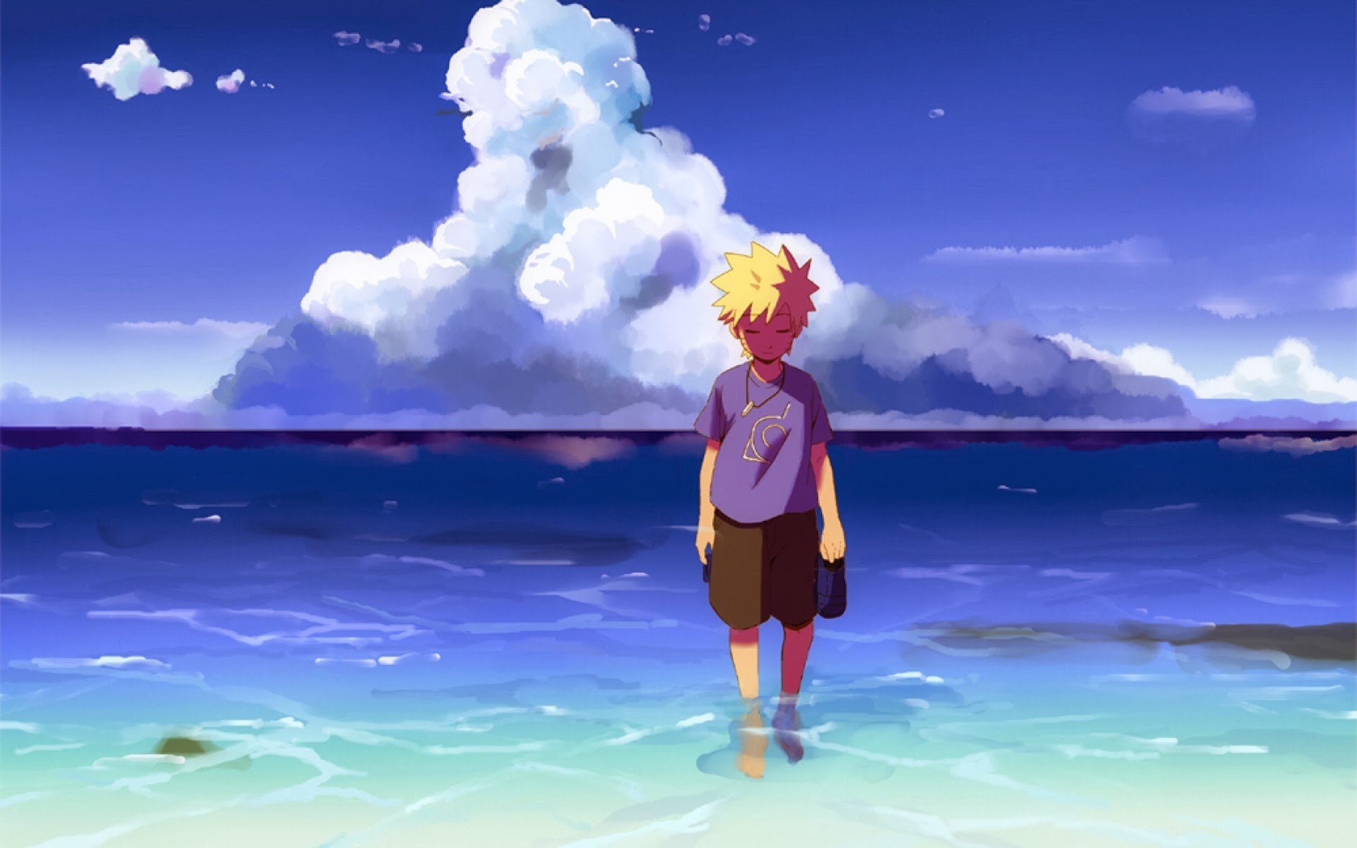 Uzumaki Naruto, Sea, Anime boys, Clouds Wallpaper