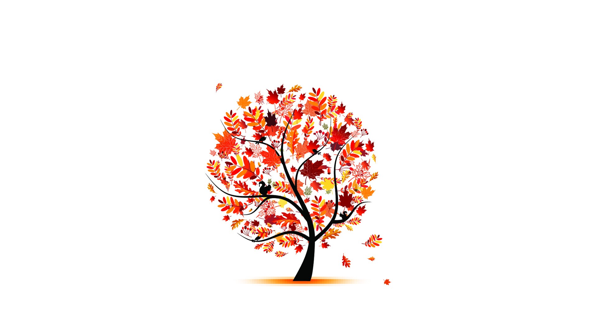 trees, Autumn, Leaves, Artwork, Simple, Background, White