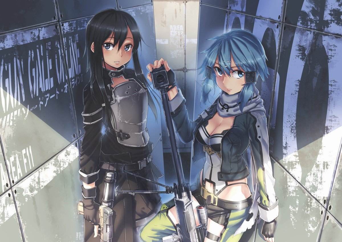 anime, Sniper rifle, Weapon, Anime girls, Sword Art Online, Kirigaya Kazuto, Asada Shino Wallpaper