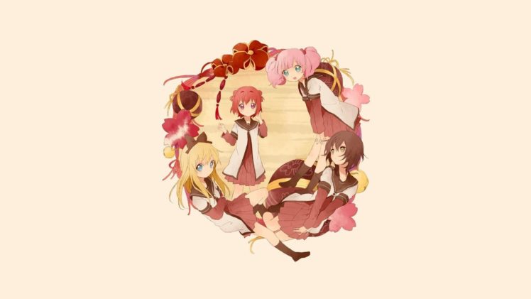 anime girls, Anime, Yuru Yuri, Yoshikawa Chinatsu, Funami Yui, Toshinou Kyouko, Akaza Akari HD Wallpaper Desktop Background