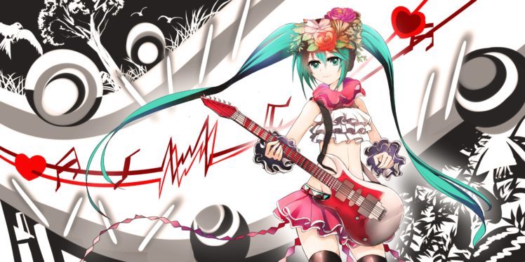 Vocaloid, Guitar, Anime girls, Anime, Hatsune Miku HD Wallpaper Desktop Background