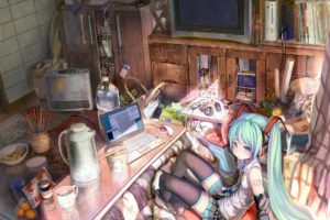 detailed, Computer, Anime girls, Hatsune Miku, Vocaloid
