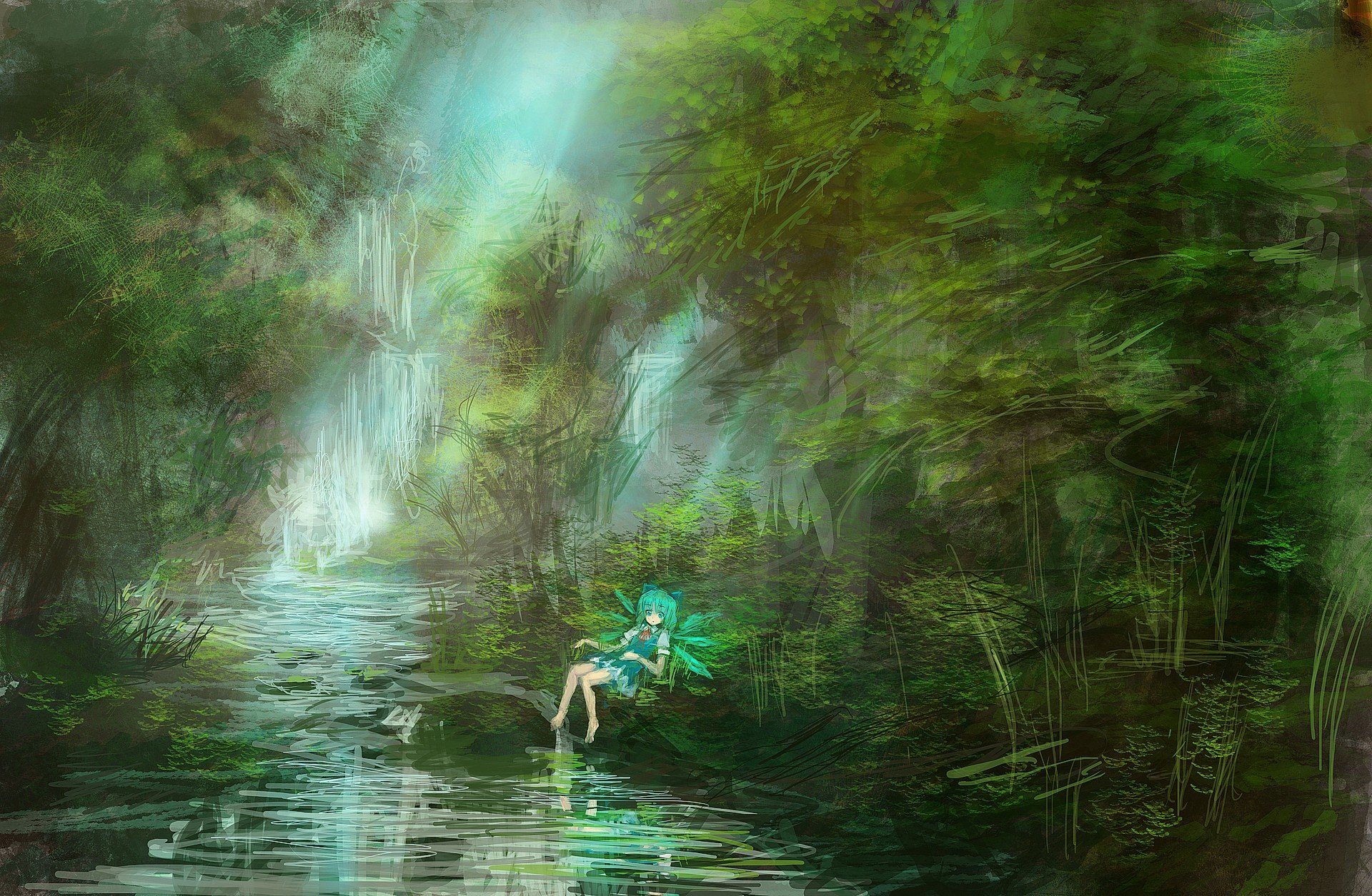 detailed, Anime girls, Forest, Cirno Wallpaper