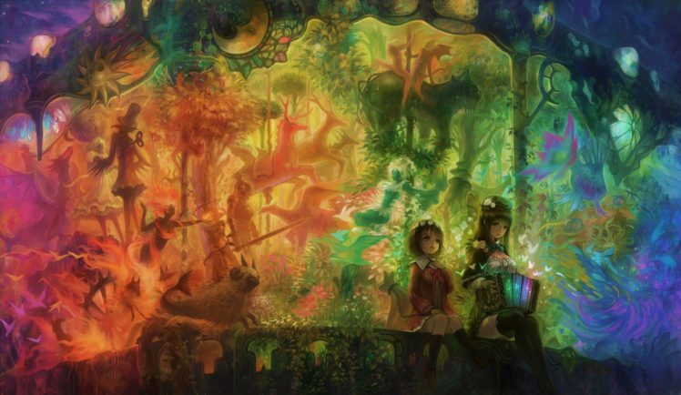 anime girls, Colorful, Fantasy art HD Wallpaper Desktop Background