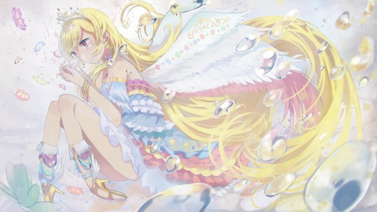 anime, Anime girls, Princesses, Long hair, Wings, Blonde, Hoshimiya Ichigo, Aikatsu HD Wallpaper Desktop Background
