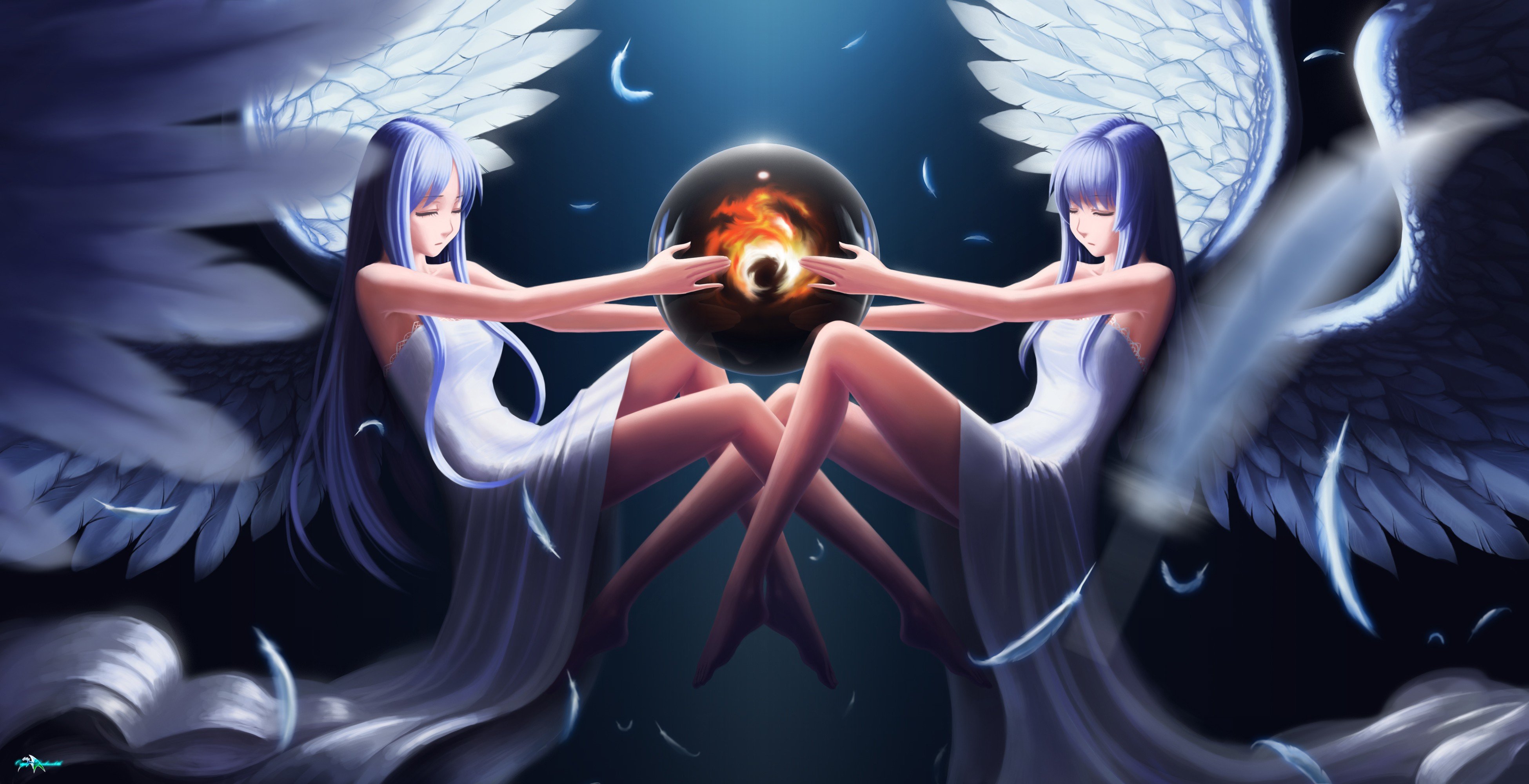 anime, Anime girls, Angel, Wings, Feena, Reah, Ys Wallpaper