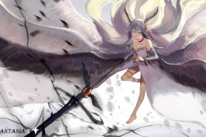 anime girls, Anime, Wings, Weapon, Pixiv Fantasia