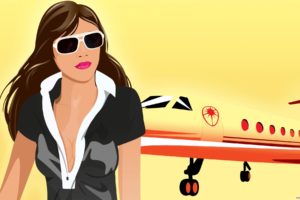 brunettes, Women, Cleavage, Vector, Sunglasses, Planes