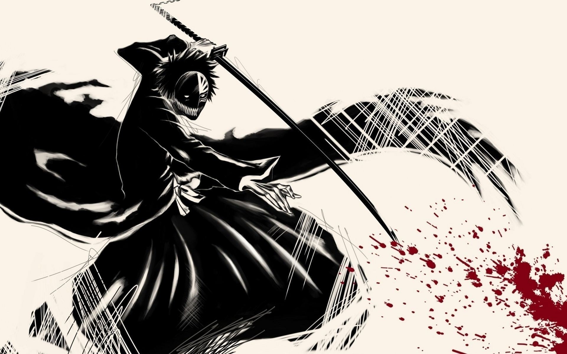 anime, Bleach, Hollow, Katana, Kurosaki Ichigo Wallpaper