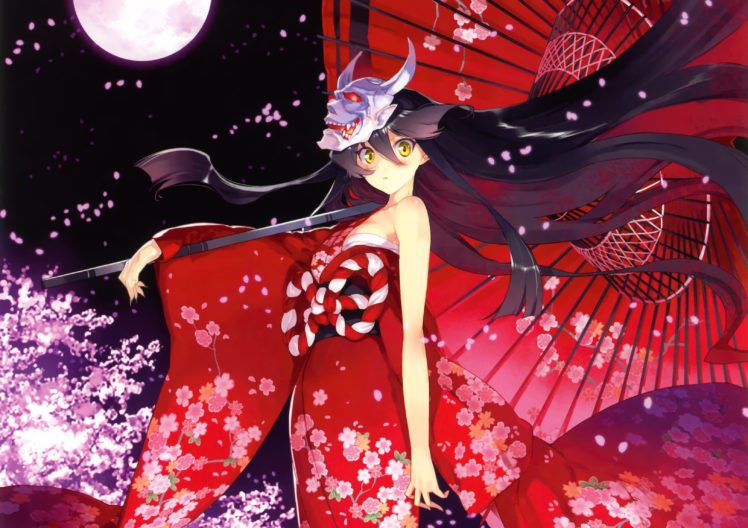 anime girls, Long hair, Kimono HD Wallpaper Desktop Background