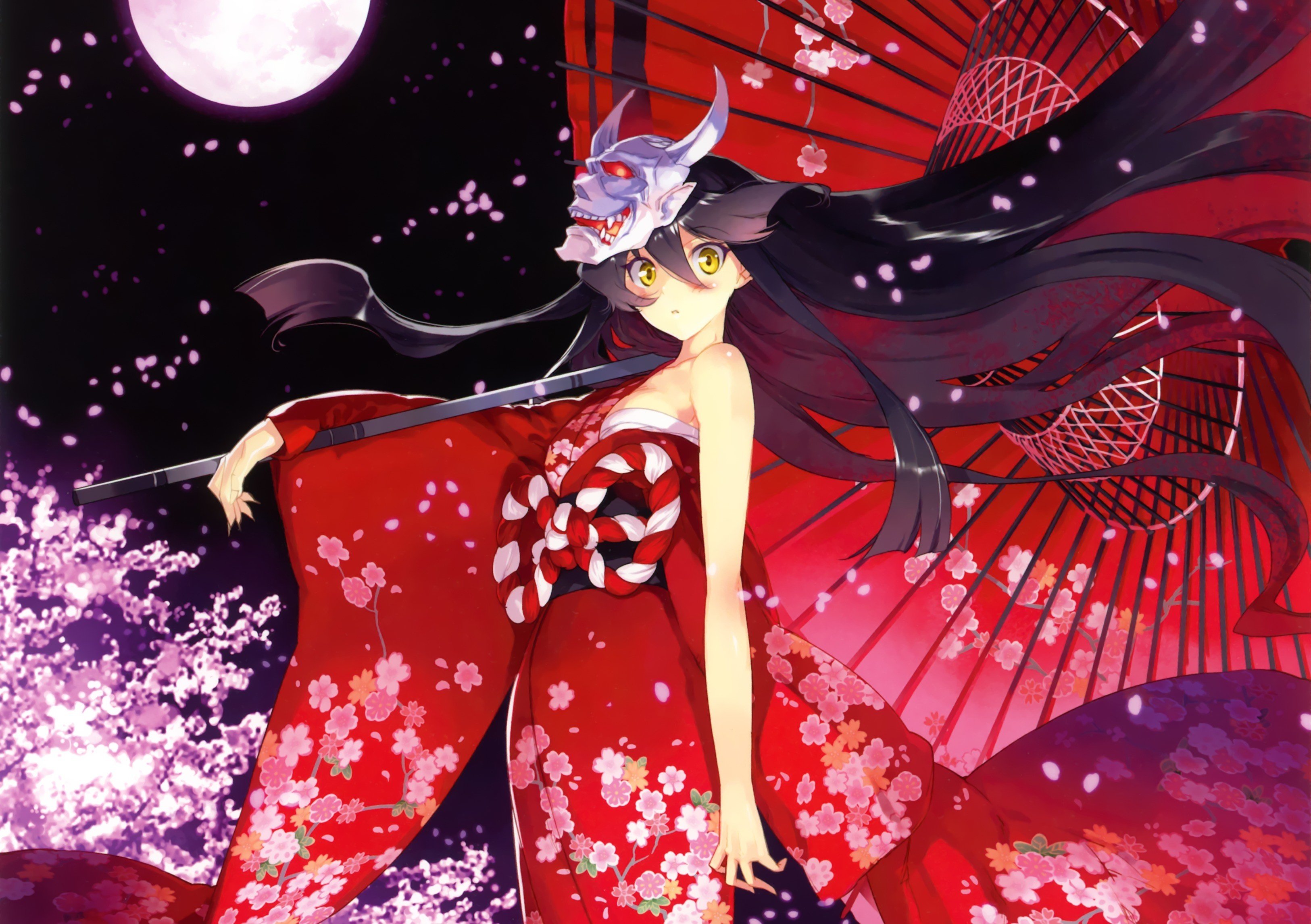 anime girls, Long hair, Kimono Wallpaper